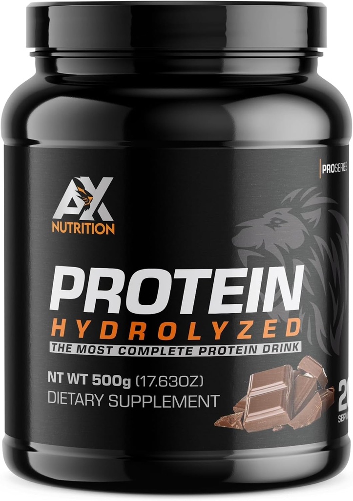Hydrolyzed Protein Powder 500g - Chocolate Flavored | Hydrolyzed Collagen Infused with a Vitamin Blend | Support Healthy Muscle Growth and Healthy Immune System Boost