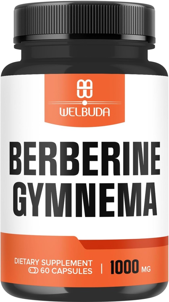 1000mg Berberine Supplement med Organic Gymnema Sylvestre Leaf - 60 kapsler med høj koncentration ekstrakt - Support til immunsystem, Circulatory Health & Gastrointestinal funktion