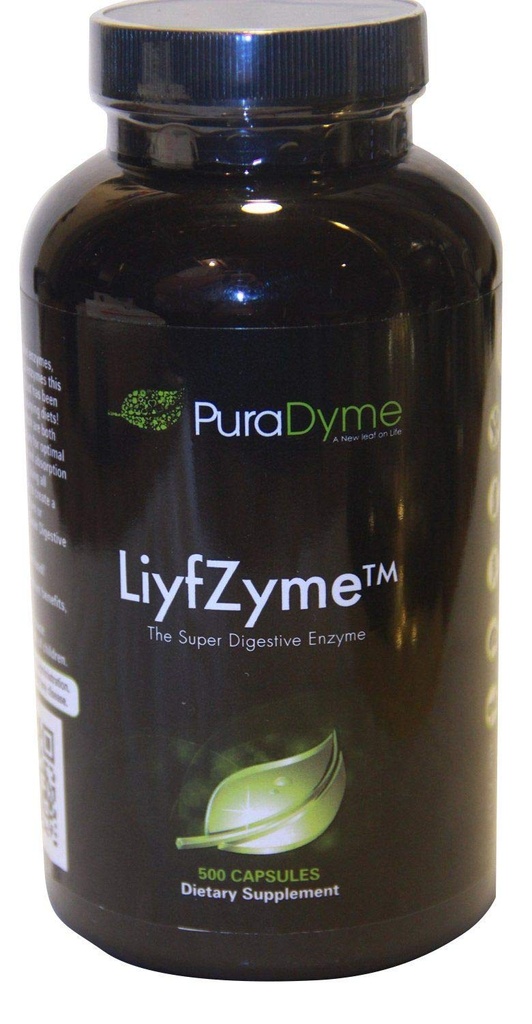 PuraDyme LiyfZyme Plant Based fordøjelse og kosttilskud - 500 Veggie Capsule. af Lou Corona