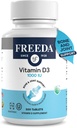 FREEDA vitamin D3- 1000 IE - Pure High Potency Kosher Supplement tabletter - Knogler og muskler, Calcium Absorption, immunforsvar for mænd og kvinder * - 500 Tæl