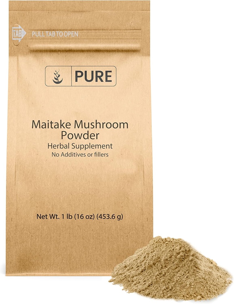Pure Original Ingredienser Maitake Mushroom Powder (1lb) Hen- of- The- Woods, non-GMO, Lab- Verified.