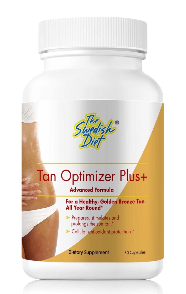 Tan Optimizer Plus + - Sugar- Free Tanning & Skin Health Supplement med Beta Caroten, L- Tyrosin, Collagen & Antioxidanter til Strålende Hud & Immunforsvar - 30 kapsler