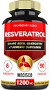 Trans Resveratrol tillæg med Grape Seed, Milk Thistle, og mere - Resveratrol - 6 Herbal Supports for Immunsystemet, Heart Health, Kropsadministration - 90 Kapsler