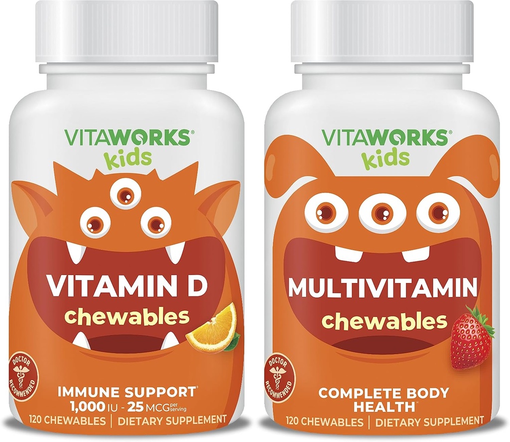 Kids Vitamin D3 1000 IE tyggetabletter + Multivitamin tyggetabletter Bundle
