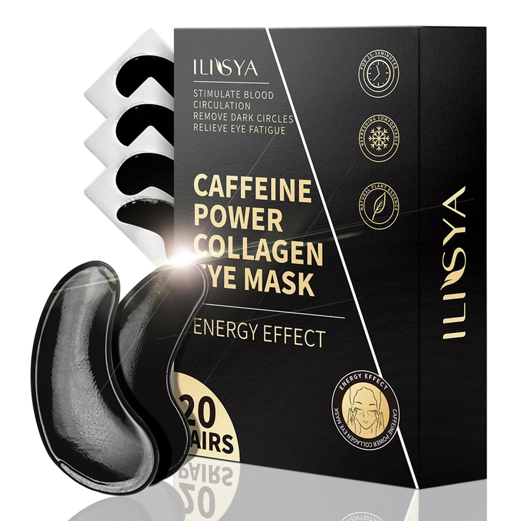 ROUSE kollagen under øje lapper med koffein Eye behandling maske for mørke cirkler Eye træthed Puffiness Forfriskende revitaliserende hudpleje Eye Gel pads- 20 par