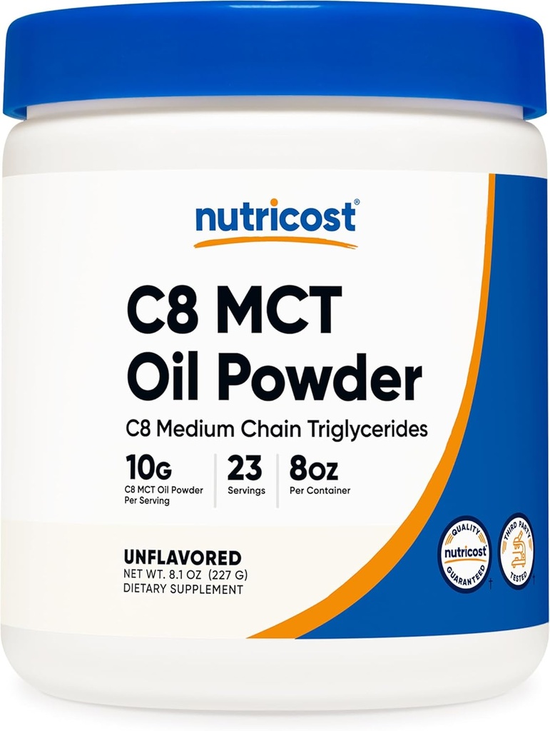 Nutricost C8 MCT Oil Powder 23 Servering (8oz) - 95% C8 MCT Oil Powder