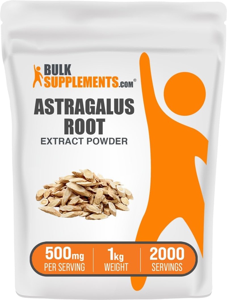 BulkSupplements.com Astragalus Extract Powder - Astragalus Root Powder, Herbal Supplement - Vegan & Gluten Free, 500mg per servering, 1kg (2,2 lbs) (Pack of 1)