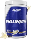 Alpha supps Premium Hydrolyzed Collagen Protein Powder - Collagen Peptider supplement til mænd og kvinder med fordøjelsesenzymer - 30 Servering (Fransk Vanilla)
