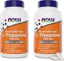 Now Foods L- Theanin, Double Strength 200 mg Per Cap - 180 Veg Capsules (Pack of 2) (360 Total Caps) - Forstærket med 100mg Inositol - Vegetarisk, Non- GMO - Ltheanine 200mg Supplement