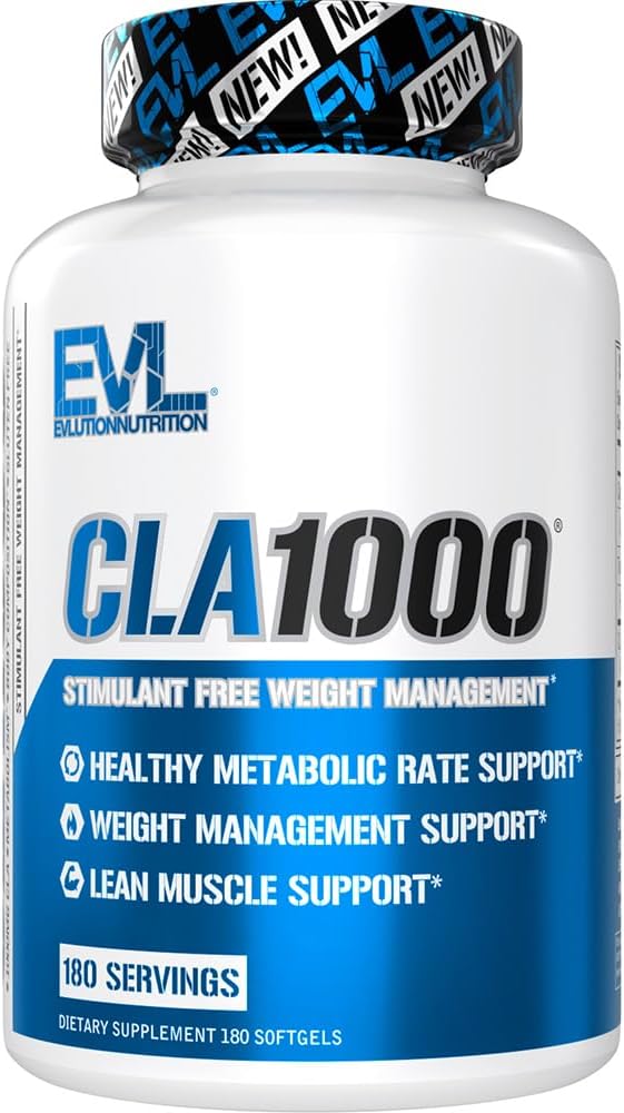 Conjugated linolsyre CLA piller - CLA 1000mg kost piller til støtte vægttab fedt brændende muskel og hurtigere metabolisme - Stimulantfri CLA 1000mg Saflor baseret fedt tab støttepiller - 180