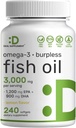 DEAL SUPPLEMENT Omega 3 Fish Oil Supplements, 3.000mg Per Serving, 240 Softgels - EPA 1,200mg + DHA 900mg - Burpless Pills, Lemon Flavored, Wild Caught - Brain & Heart Support - Mercury Free, non-GMO