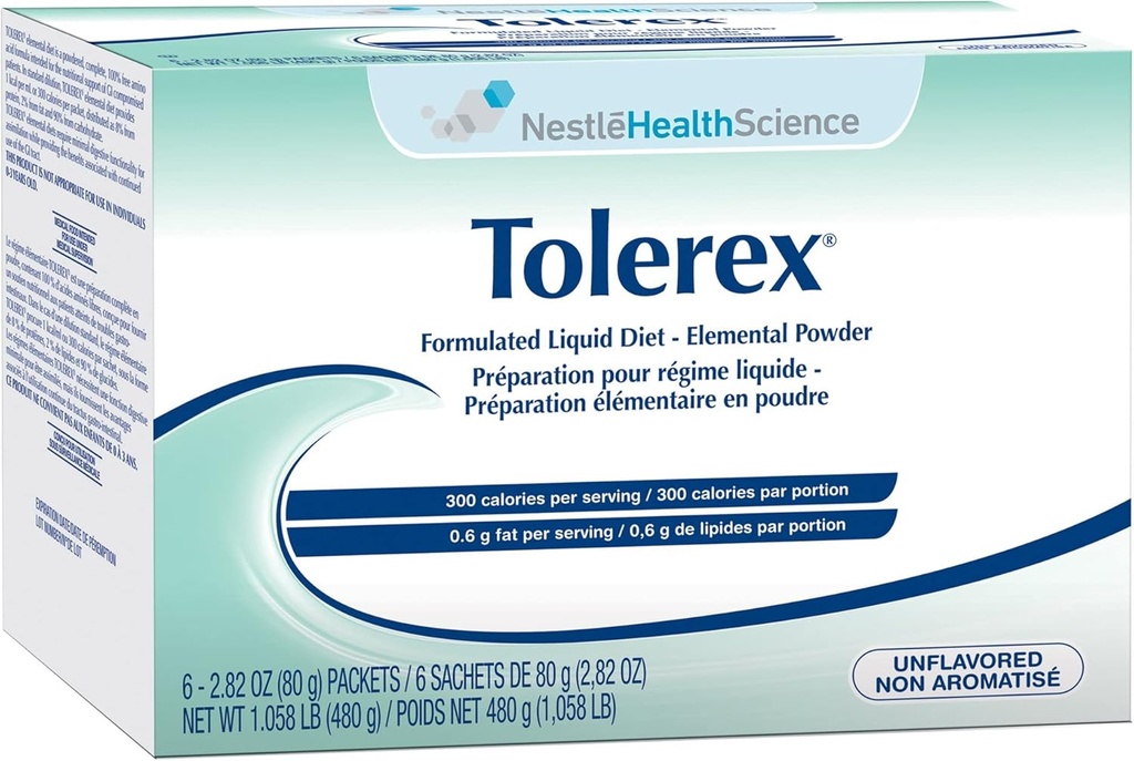 Tolerex-Flavor Unflavored Calories 300 / 300 ml Packaging 2.82 oz Packet - Box of 6