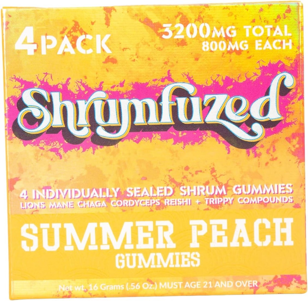 Proprietary Nootrop Gummy 3200mg - Lions Mane, Reishi, Chaga, og Cordycep Nootrope Tripee Mushroom Blend (4, Sommer Peach)