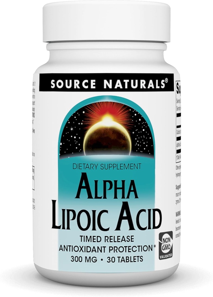 Source Naturals Alpha Lipoic Acid - understøtter sund sukker Metabolisme, leverfunktion og energidannelse *, 300mg - 30 tidsudgivelsestabletter