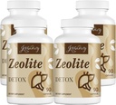 Zeolit Detox kapsler, Organic Aktiveret Charcoal, Bentonit Clay, 1-2 µm Clinoptilolite, Maksimal Absorption, Gut Lever Detox Rengøre fuld krop til kvinder Mænd, 360 Kapsler
