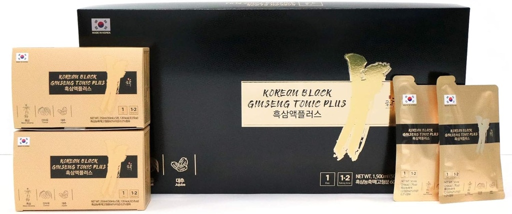 GeumHeuk Korean Black Ginseng Tonic Plus - Enhance Immunity, Metal Performance, Stamina & Energy, Men & Women - 50ml X 30 Pouches