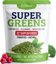 Green Juice Powder. Supergreens Superfood Powder. Detox Greens for Bloating og fordøjelse. Veggie Powder med Probiotika & enzymer. Chlorella, Spirulina, Hvedegræs, Ashwagandha. 32 Superfood