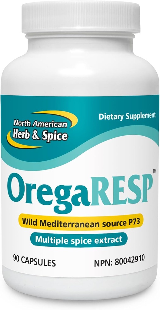 NORTH AMERICAN HERB & SPICE OregaResp - 90 Veggie Capsules - Immuno & Respiratory Health - Cumin, Sage, Oregano Oil - Safe for Children & Kæledyr, Non- GMO - 90 Servering