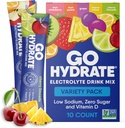 GoHydrate Instant Hydration Powder Pakninger - Lavt natriumelektrolytter drikke mix - Natural Hydration Support, Sugar Free Electrolyte Flavored Powder Drikke med D-vitamin, 10 Pakker, Blandede