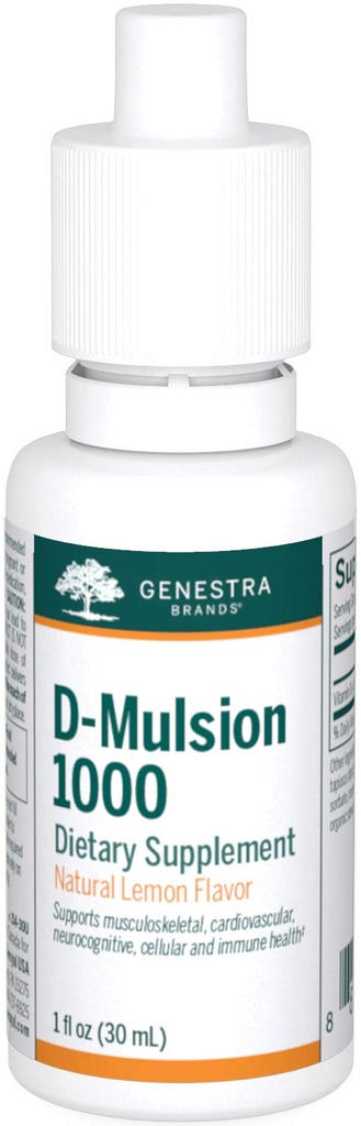 Genestra Brands D- Mulsion 1000 - Flydende D-vitamin supplement - Natural Lemon Flavor - 1 Fl Oz