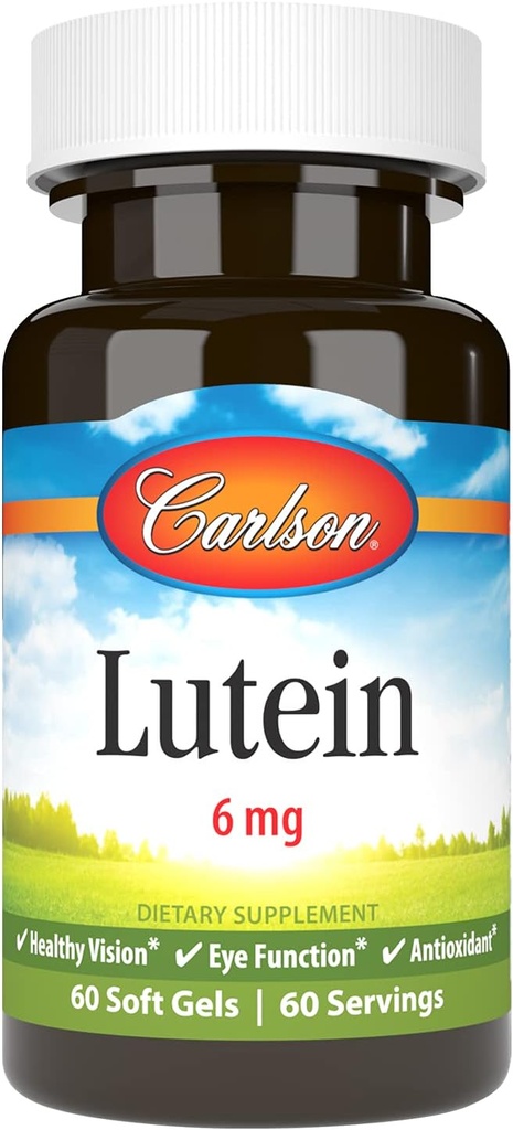 Carlson - Lutein, 6 mg, Sund Vision & Øjenfunktion, Antioxidant, 60 Softgels