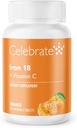 Celebrate Iron + C 18mg Chewable Tangerin, 30 Count