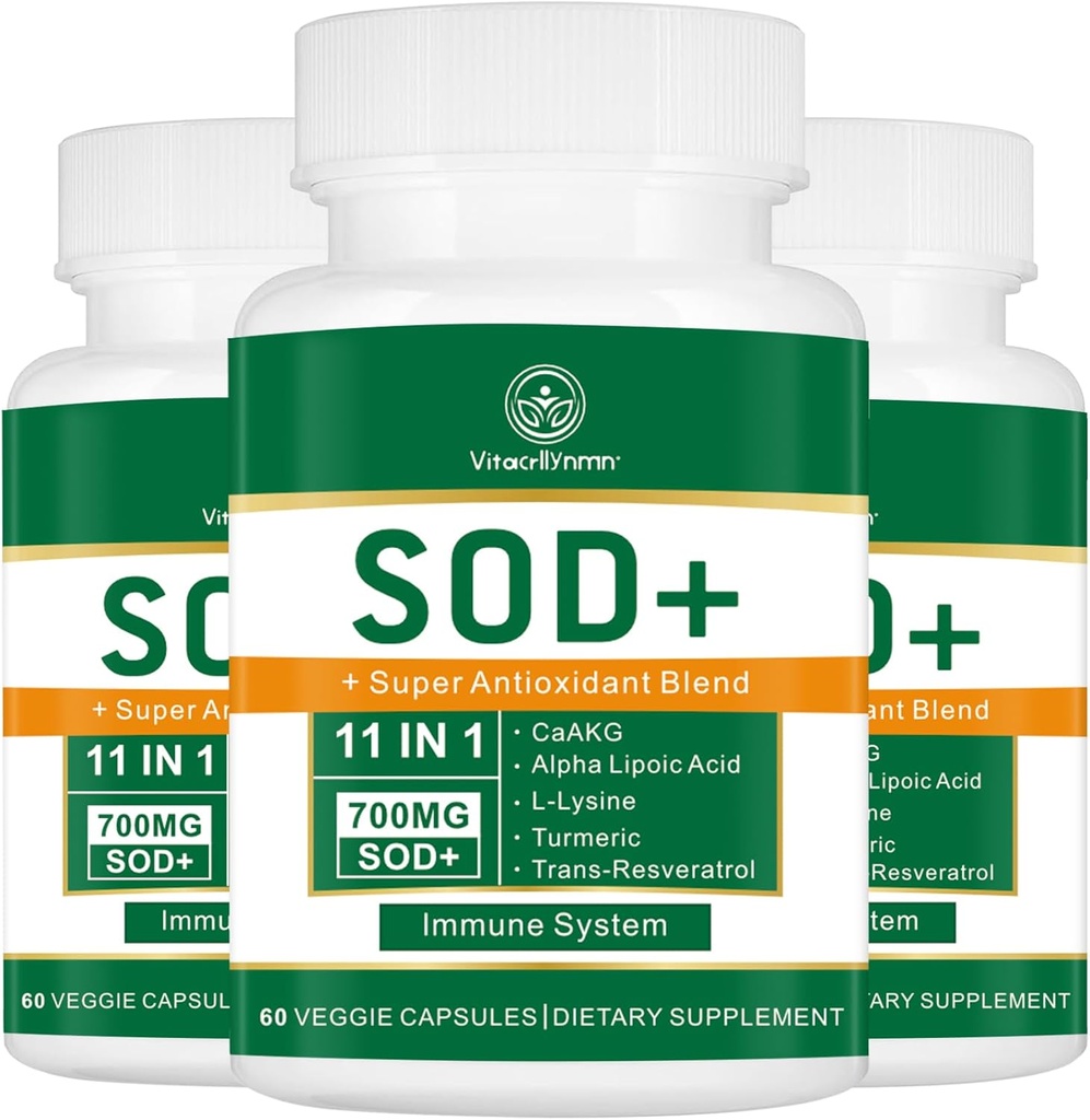 700MG sod Superoxid Dismutase Supplement - Høj potens Antioxidant Supplement for cellulær sundhed - 180 kapsler