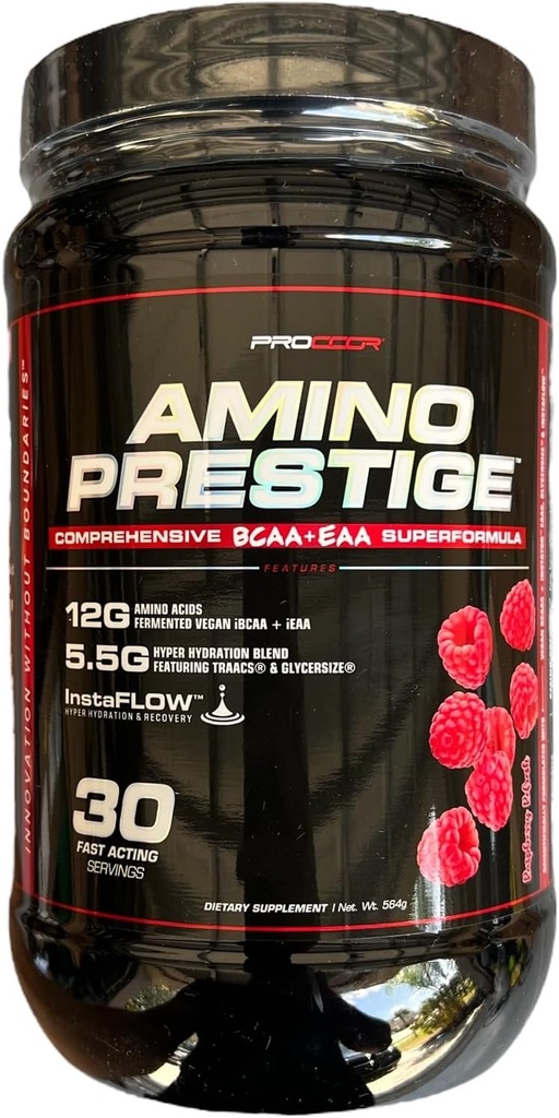 Amino Prestige - Premium iBCAA & iEAA Vegan / Fermented Amino Acid IntraWorkout Formel - naturligt tilsat BCAA - 30 Servere (Blueberry Mojito)