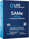 Livsudvidelse Samme, S- Adenosyl- methionin, 400 mg, Best- Selling Mood Health, Lever Sundhed og fælles Support, Non- GMO, Vegetar, Gluten Free, 60 enteric- Coated Tablets
