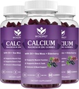 Calcium Magnesium Zinkgummier med D3- vitamin - højt absorptionskompleks Calciumtilskud med Sea Moss, Elderberry til ben, Muskler, Immunum, Mood & Sleep Support, Vegan - 60 Gummies (3 Pack)