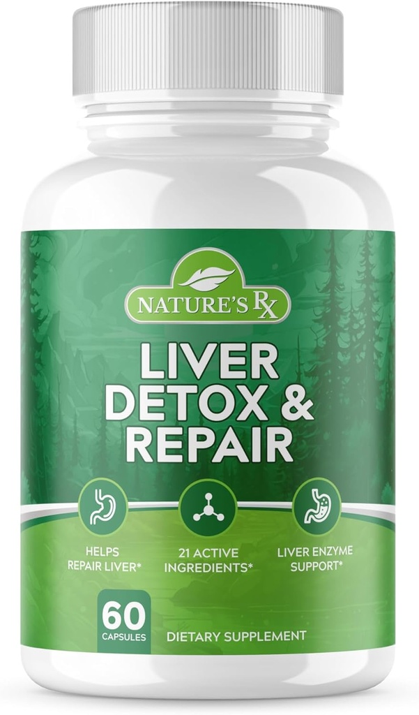 Nature 's RX Measures 124; # 1 RATED Premium Lever Cleanse & Detox Measures 124; Optimér leverfunktionen, Reparation Lever Enzymes Measures 124; Ultra Dosed Formel w / 21 Kraftfulde Ingredienser Measures 124; 3. part Testet + USA Made - 60 Kapsler