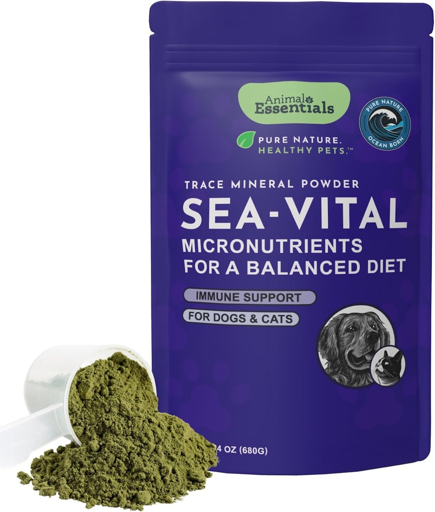 Animal Essentials Ocean Kelp til hunde & katte - Thyroid Support, Thyroid supplement, Sea Kelp, Kelp pulver, Trace Mineral supplement - 24 Oz