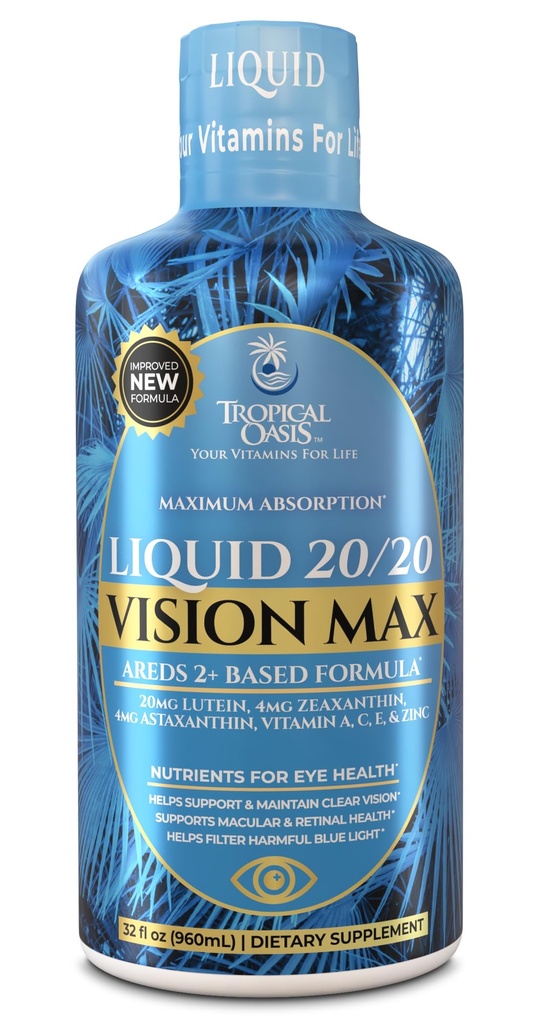 Væske 20 / 20 Vision - Eye Vitamin Formel w / 20mg Lutein, 4mg Zeaxanthin, 4mg Astaxanthin til Vision Support -Max Absorption- Great Smag & Ingen piller til Swallow- 32 Serv, 32oz