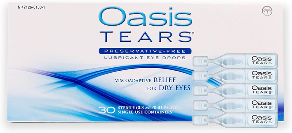 OT6100 - Oasis TEARS ® Preservative- Free Smøremiddel Eye Drops Relief for Dry Eyes against 124; 30 Single-Use Containers against 124; 0,01 FL OZ (0,3 ml)