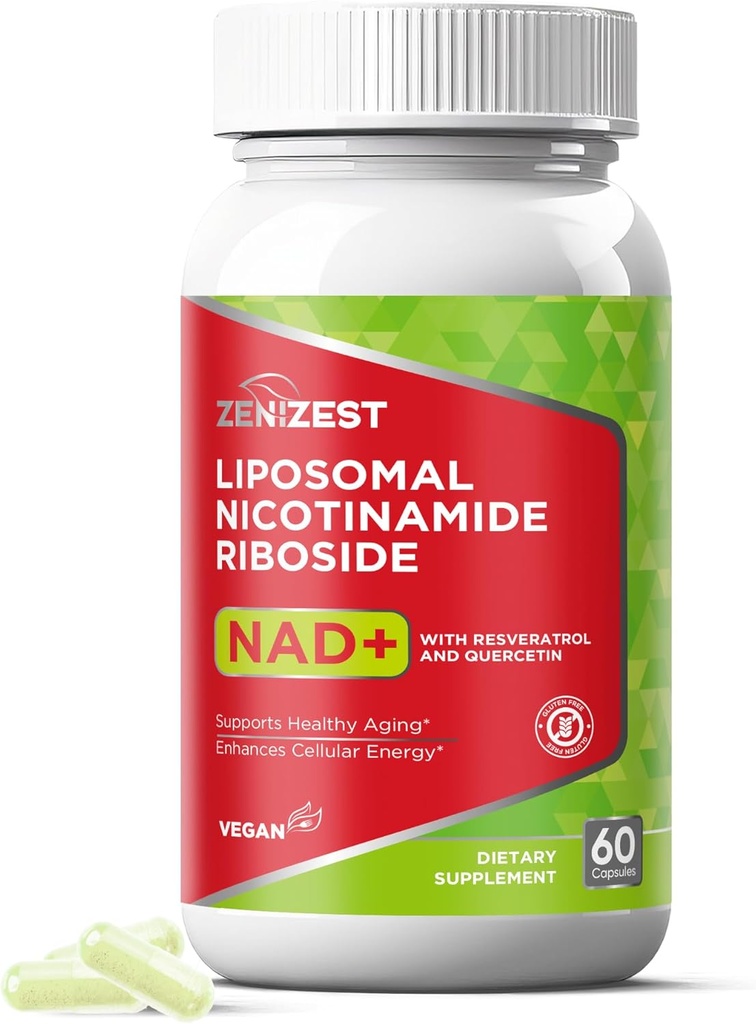 NAD + Supplement NMN Alternativ - Liposomal Nicotinamid Riboside med Resveratrol & Quercetin til Anti Aging Cell Regeneration Energy Focus for Mænd Kvinder