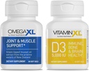 OmegaXL Joint Support Supplement - 60 Softgels & VitaminXL D3 High Potency Daily Vitamin D 5000 IE 125mcg immunsupport Supplement (30 Softgels) - 2 Pack