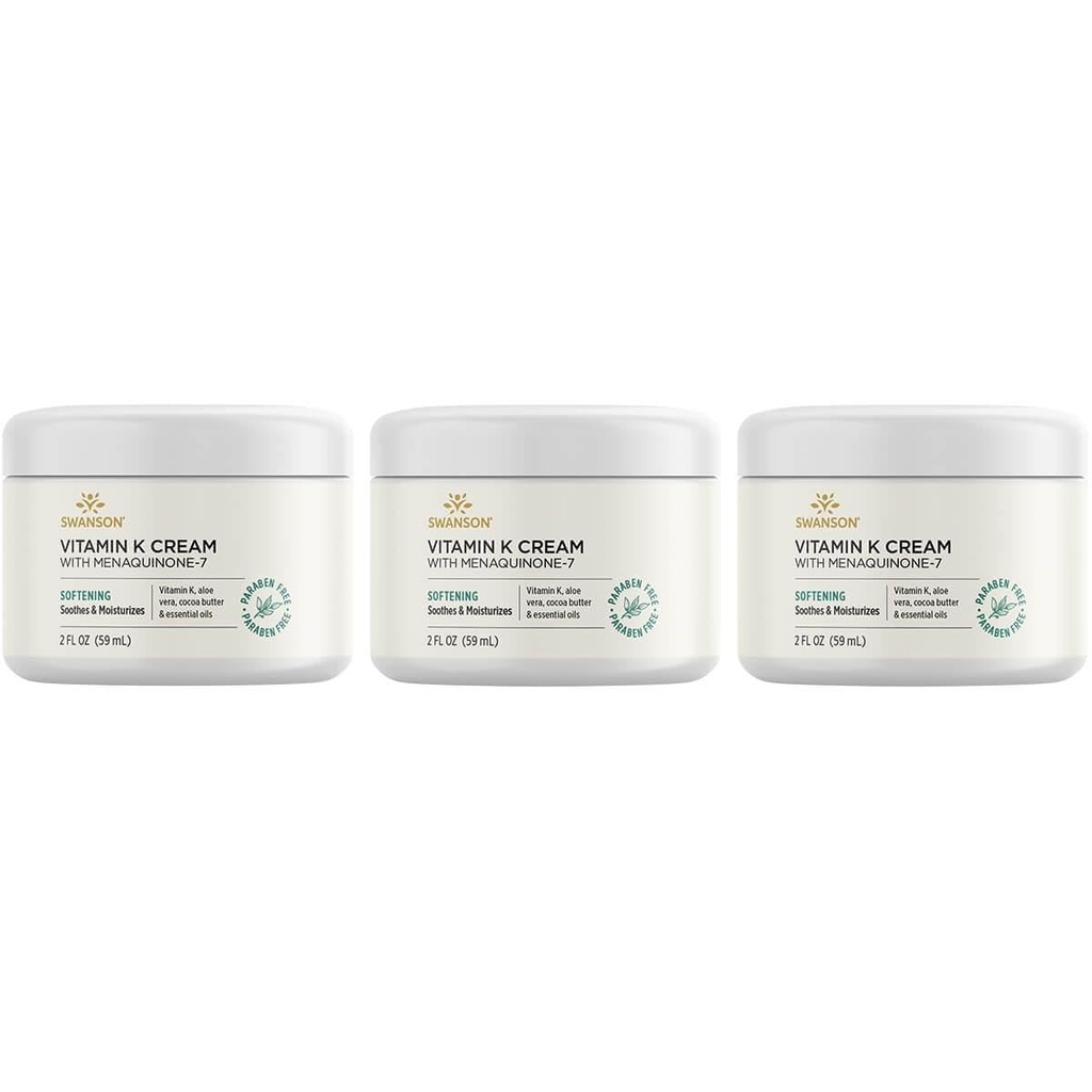 Swanson vitamin K Cream med Menaquinone- 7 - Eye Cream til at hjælpe minimere udseendet af mørke cirkler under øjnene - tematisk Cream til at hjælpe nourish og Brighten huden - (2 Fl Oz) (3 Pack)