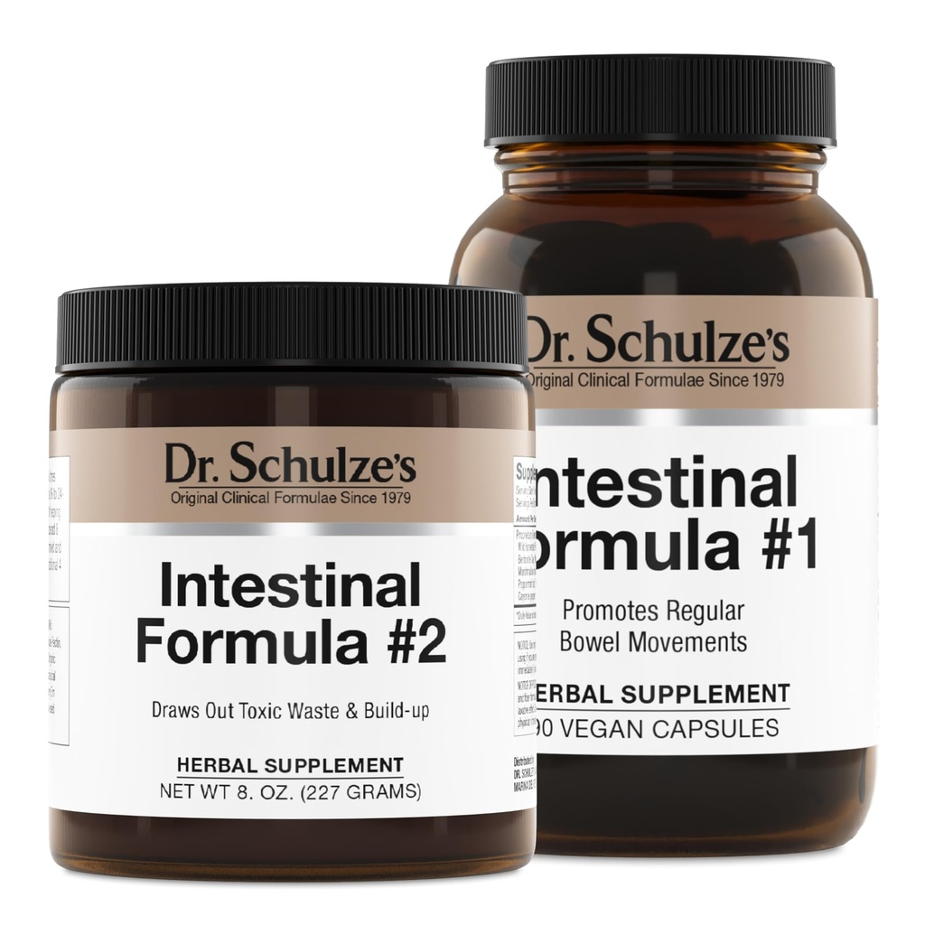 Dr. Schulzes intestinal formel # 2 (8 ounces) og intestinal formel # 1 kapsler (90 kapsler) - Økologisk urtetilskud