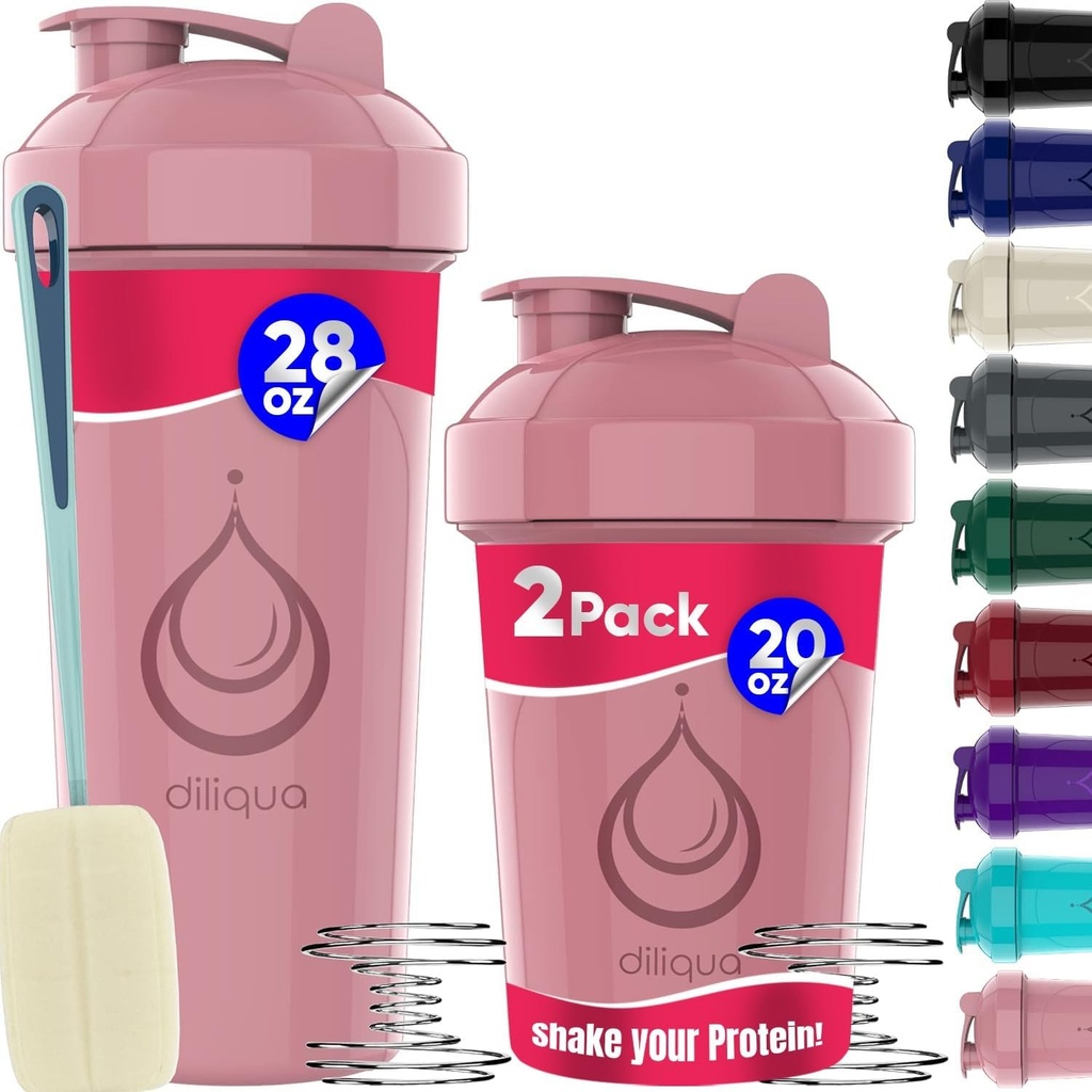 2 PACK, 28 oz & 20 oz Shaker Flasker med kraftfulde Wire Whisks til Protein Mixes - 124; Bladsikker Blender Shaker Flaske Pack 124; BPA- Free & Opvaskemaskine Safe - 124; Shaker Bottle - 124; Shaker Cups til shakes