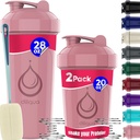 2 PACK, 28 oz & 20 oz Shaker Bottles with Powerful Wire Whisks for Protein Mixes | Leakproof Blender Shaker Bottle Pack | BPA-Free & Dishwasher Safe | Shaker Bottle | Shaker Cups for shakes