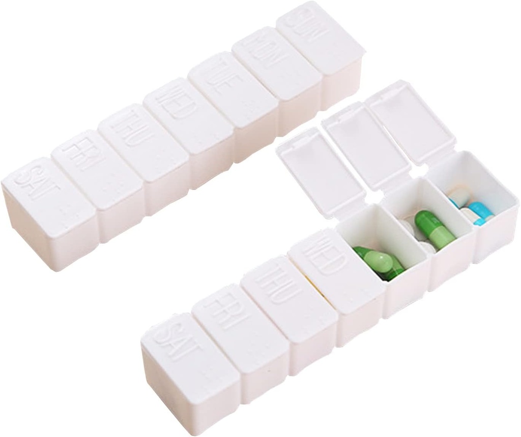 2 Pack 7 Compartments BPA Free While Pill Box/Pill Case/Travel Pill Organizer Dispenser for Vitamin Fish Oils Supplement…