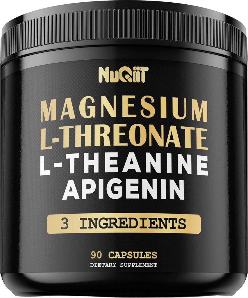 Magnesium L- Threonate 1500mg L- Theanin 200mg Apigenin 100mg Supplement - 90 kapsler - Imponerende fordele ved koncentration, Komfortabel Mind & Brain Health - 10% Renset Elementært Magnesium