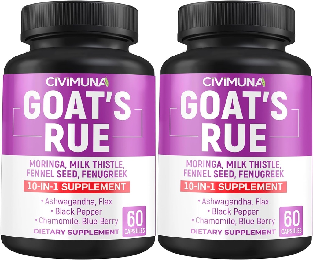 Gedekapsler med Gedekapsler Rue, Moringa, Milk Thistle og mere - 120 Kapsler til 4 Måneders Tilgang (pakke med 2)