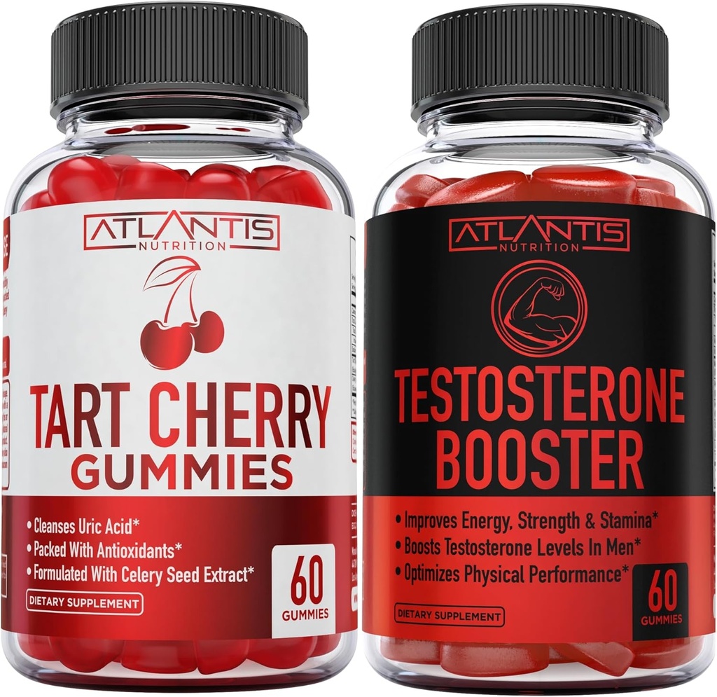 Atlantis Nutrition Tart Cherry 60 Gummies + Testosteron Booster 2 - Pack (120 Gummies)