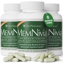 MemNivia Brain Kosttilskud til Memory & Focus; Dual- Sage Stem Cell Formel med Cognivia ®, Bacopa, Holy Basil & Ginger 124; Klinisk Proven Mental Clarity Support 124; 180 Kapsler (3 flasker)