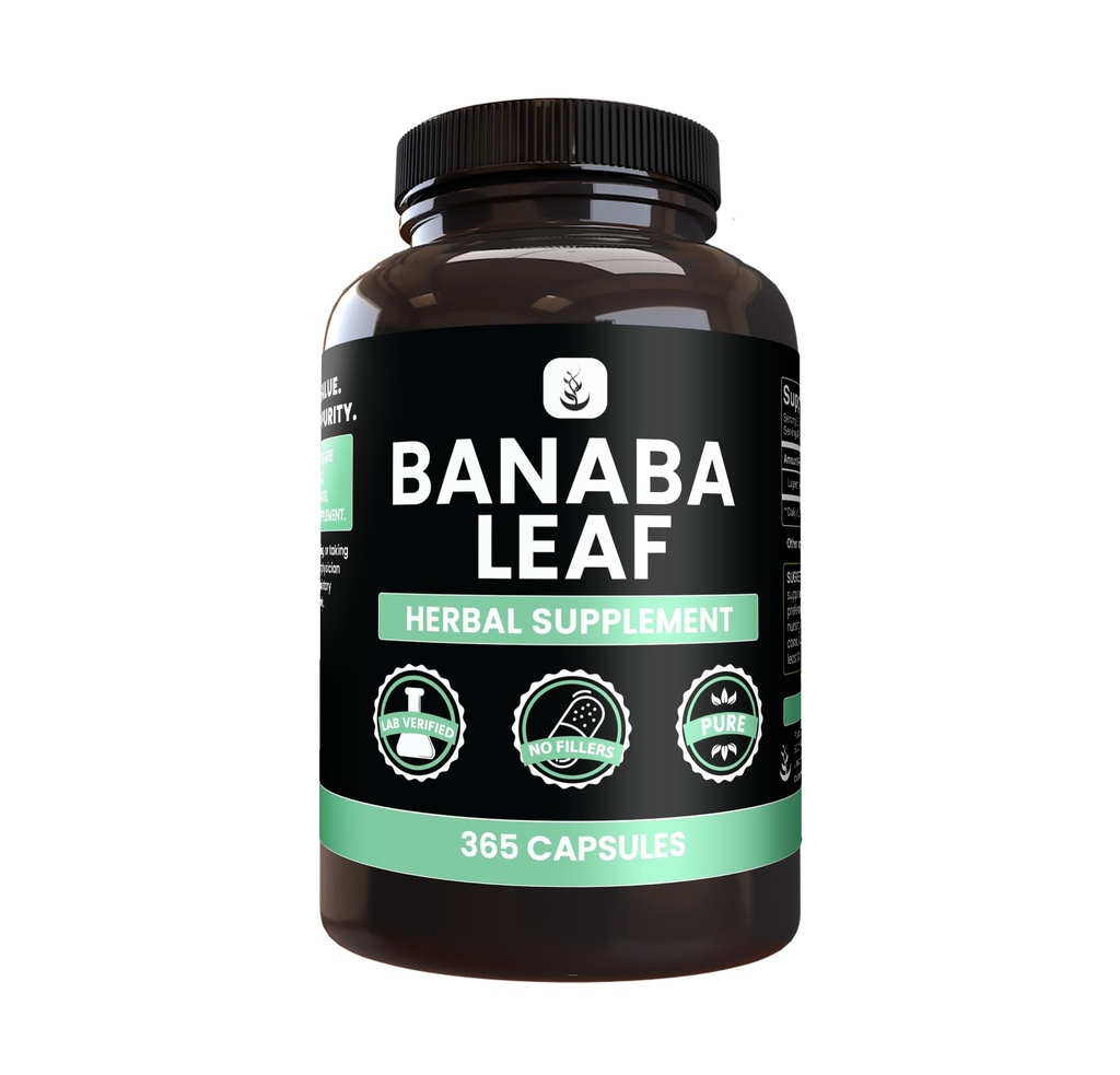 PURE ORIGINAL INGREDIENTS Banaba Leaf Extract (365 Capsules) No Magnesium Or Rice Fillers, Always Pure, Lab Verified