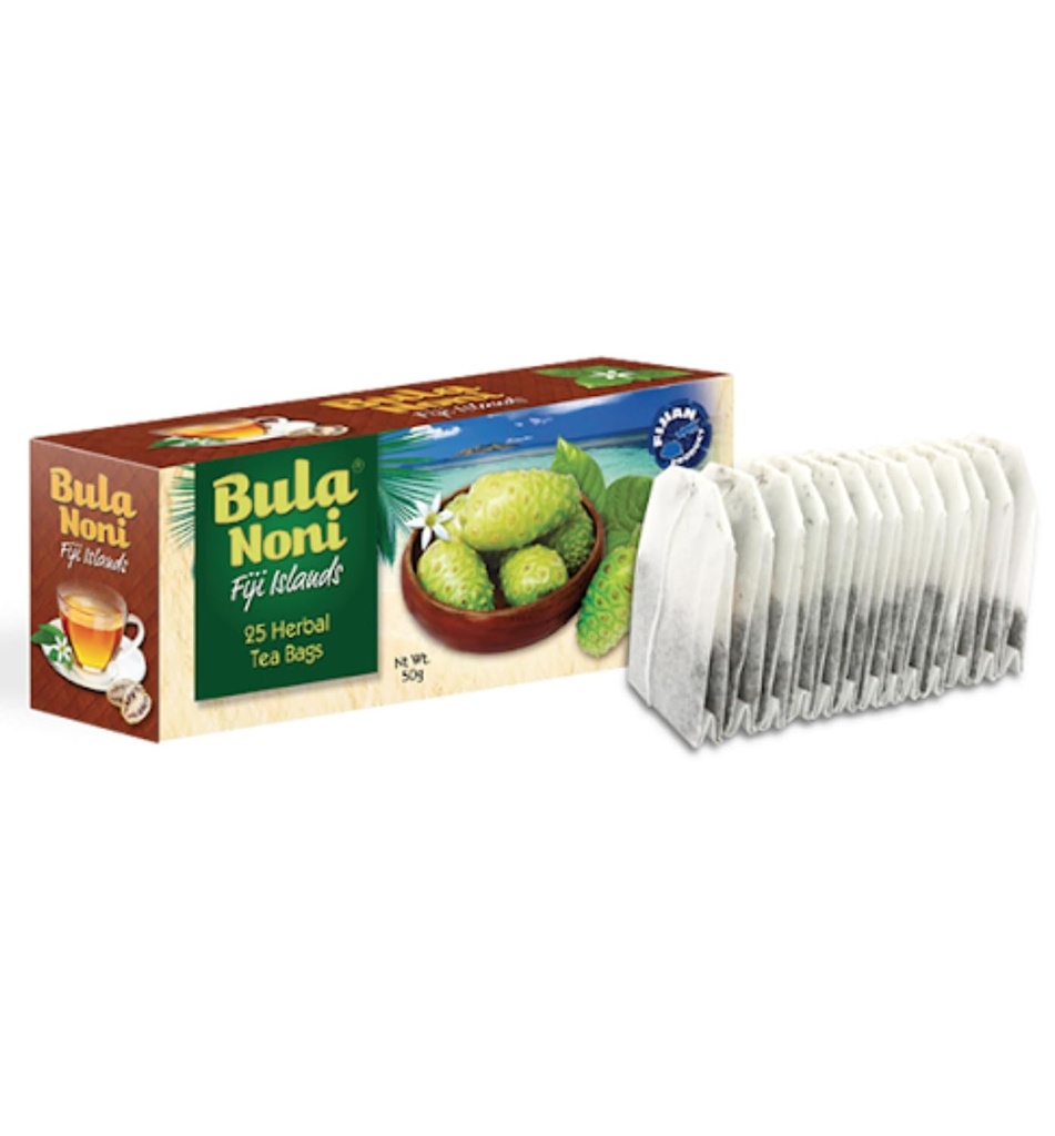 Bula Noni - Noni urtete - 25 Tea Tasker (50g) Pure Ceylon Green Tea, Lavet med Noni Fruit Leaves... Fra FIJI