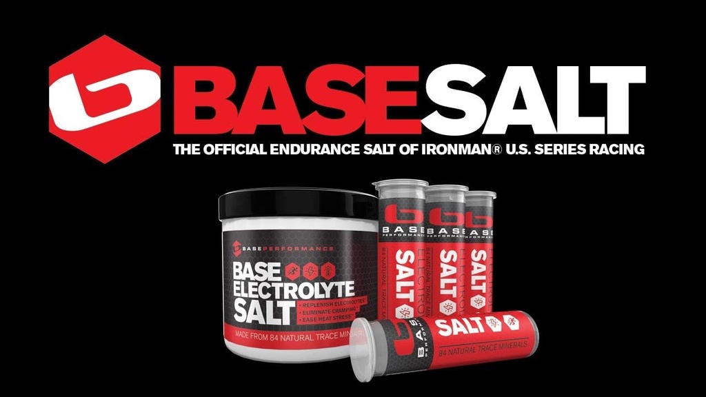 BASE Performance elektrolyt salt, 226 Servering badekar med 3 genopfyldelige race hætteglas.