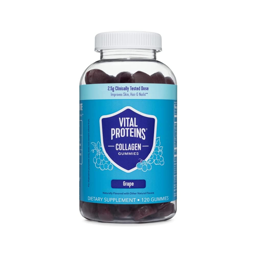 Vital Proteins Collagen Gummies, 2,5 g Clinical- Testet Collagen til hår, hud, negle og indvolde, 120 ct, 30-dages forsyning, Grape Flavor