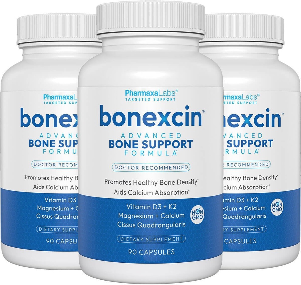 Advanced Bone Support Formula – Calcium, Magnesium, Vitamin D3 & K2 – Bone Density & Strength Supplement for Women & Men – Joint, Menopause & Osteoporosis – 90 Capsules (Pack of 3)